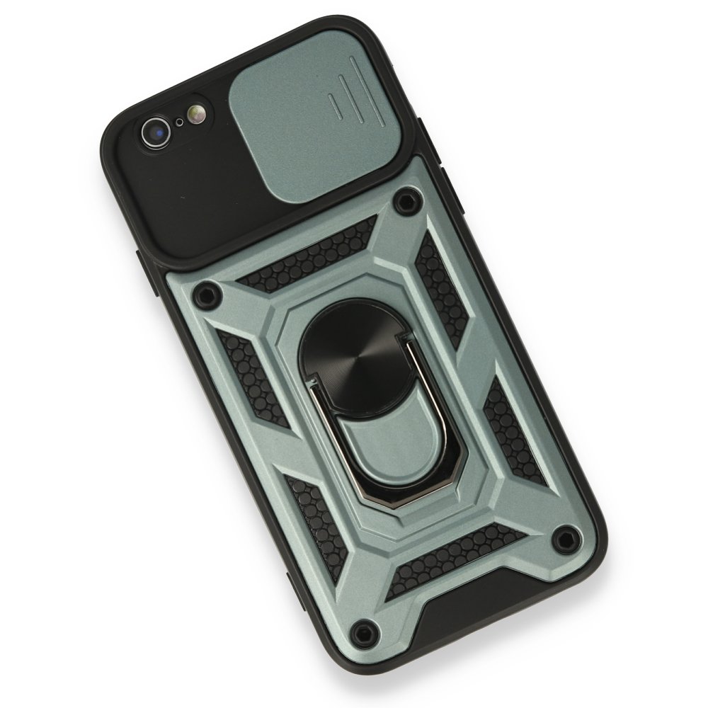  iPhone 6 Kılıf Pars Lens Yüzüklü Silikon - Yeşil
