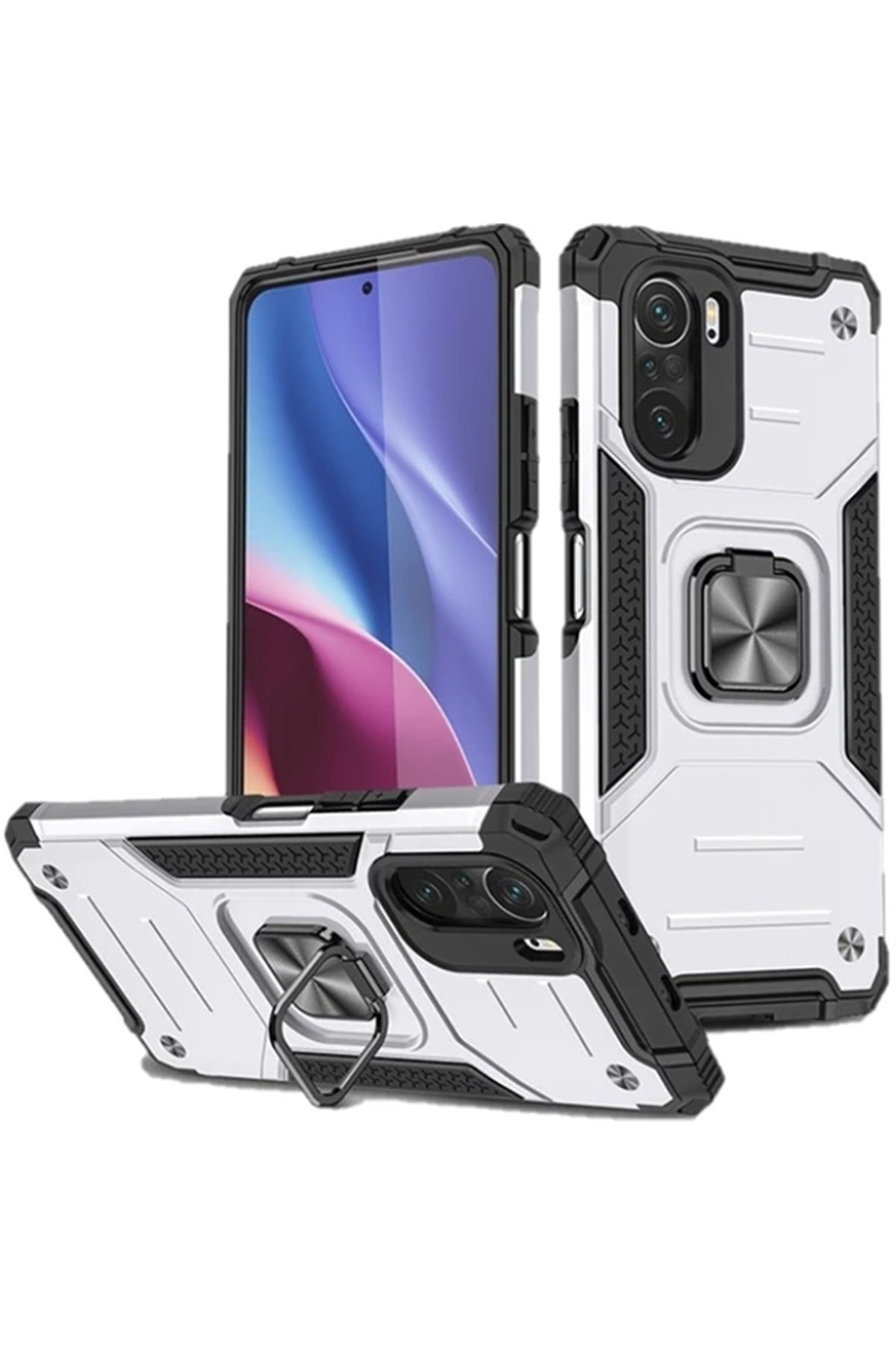  Xiaomi Mi 11i Kılıf Zegna Yüzüklü Silikon Kapak - Gümüş