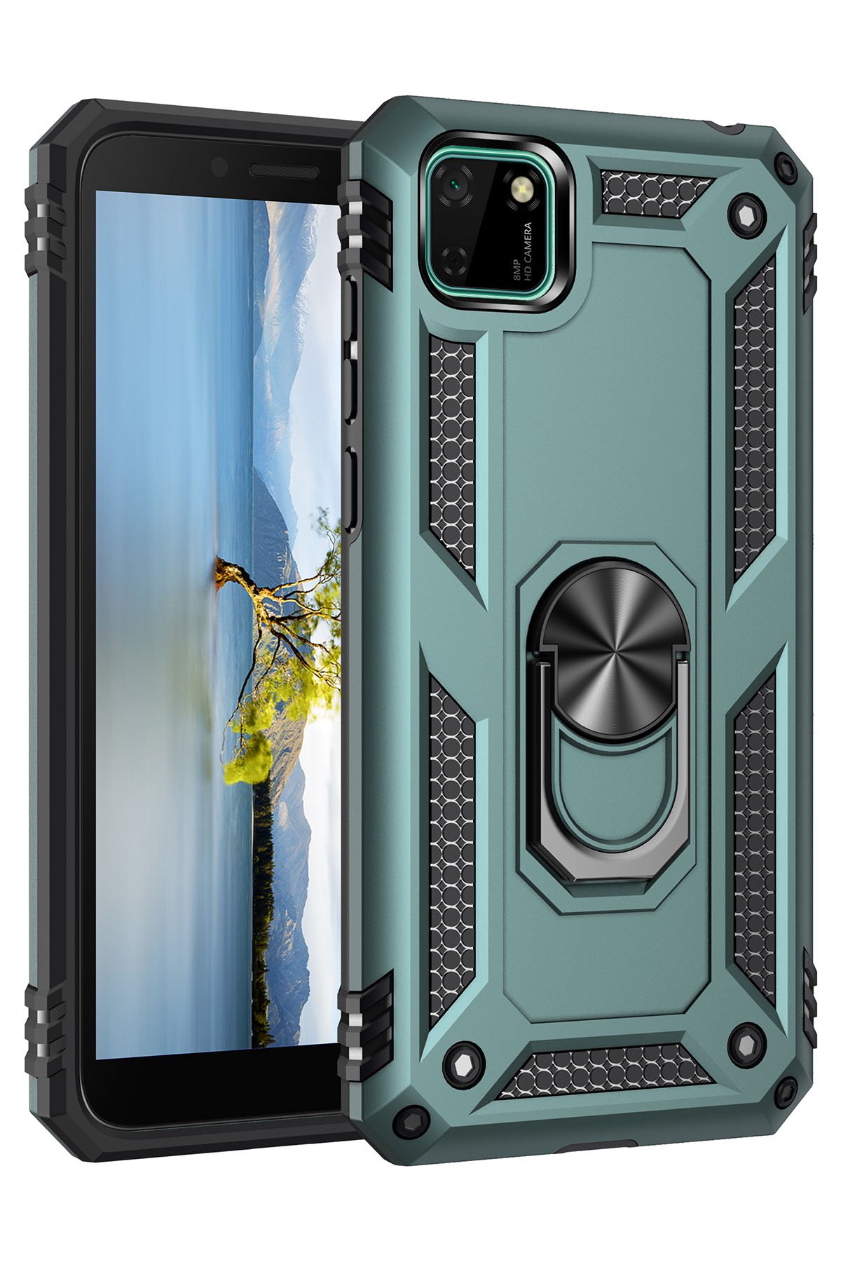 Huawei Y5P Kılıf Sofya Yüzüklü Silikon Kapak - Yeşil Huawei Y5P Kılıf Sofya Yüzüklü Silikon Kapak - Yeşil