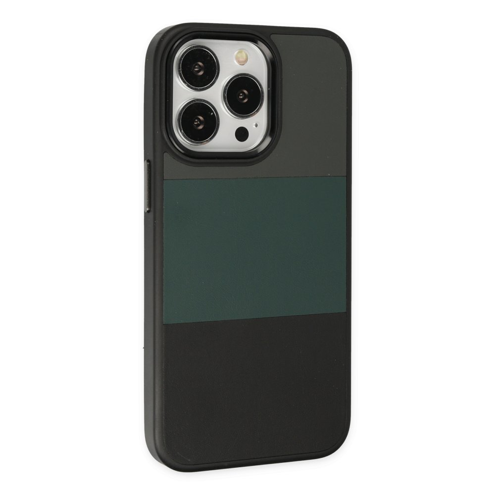  iPhone 14 Pro Max Kılıf King Kapak - Gri-Siyah