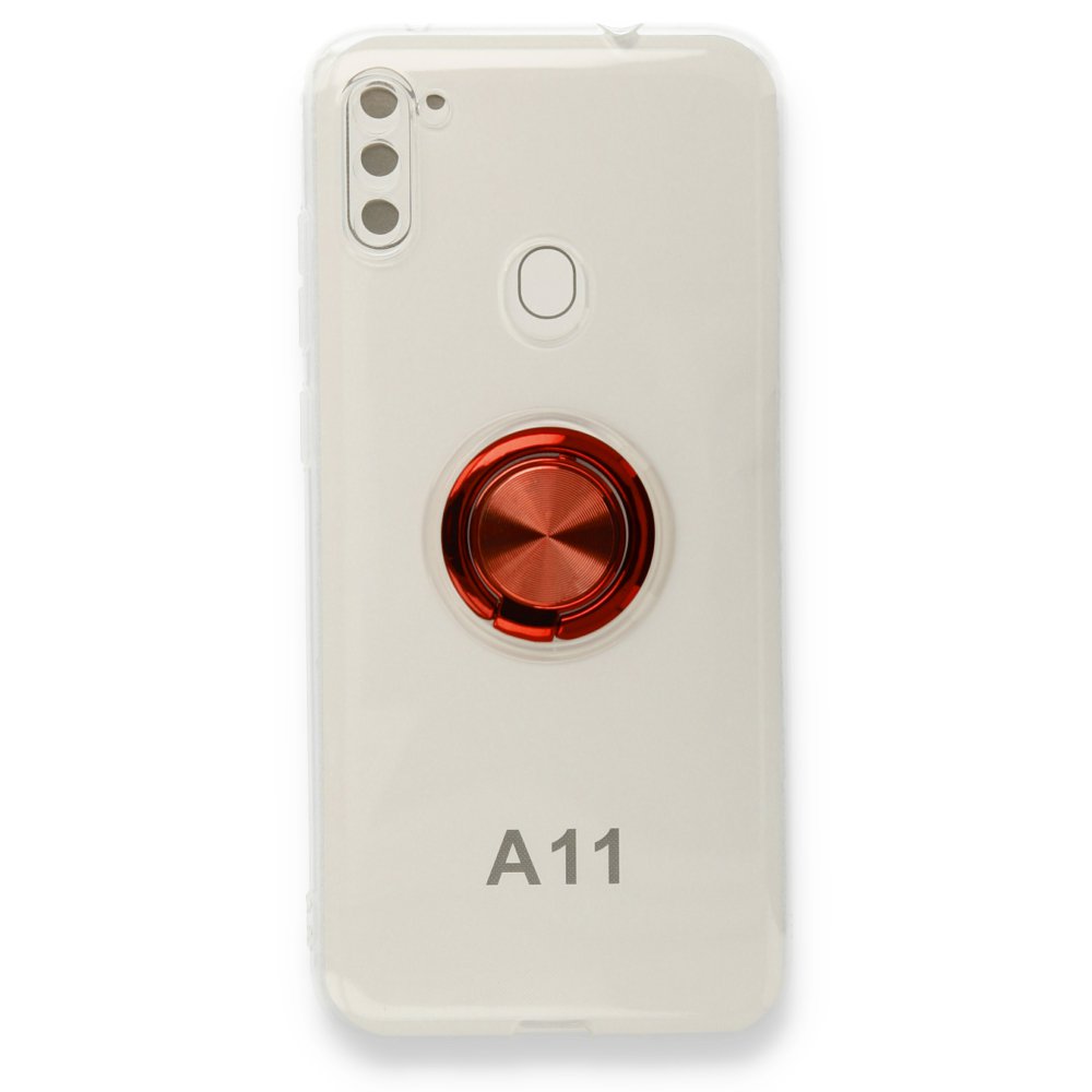  Samsung Galaxy A11 Kılıf Gros Yüzüklü Silikon - Kırmızı