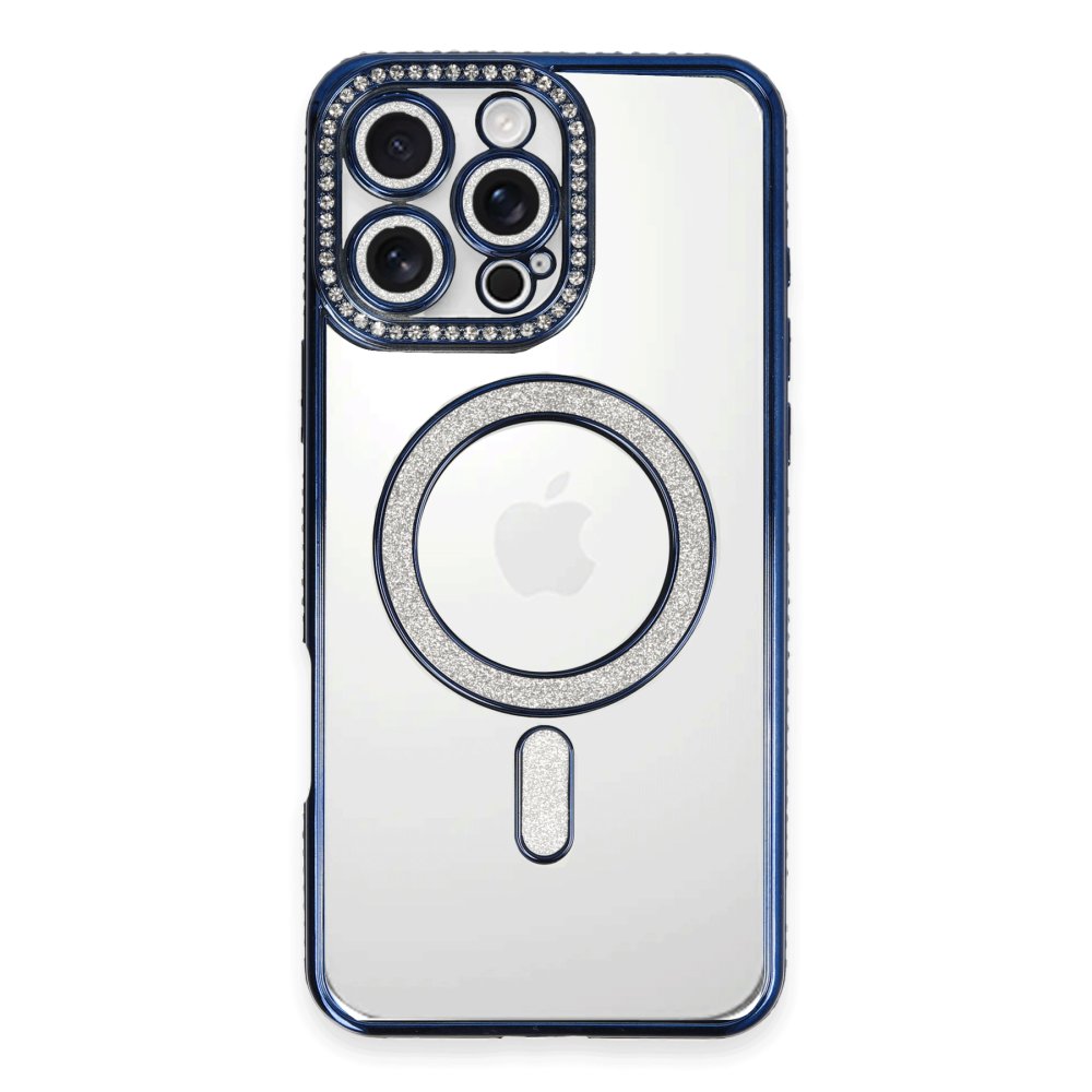  iPhone 16 Pro Max Kılıf Joke Simli Magneticsafe Kılıf - Lacivert