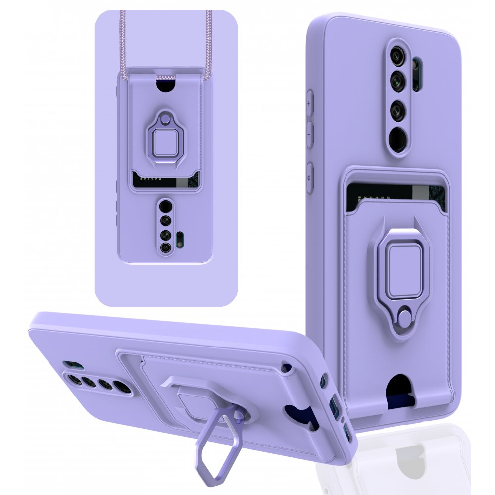 Redmi Note 8 Pro Kılıf Zuma Kartvizitli Yüzüklü Silikon - Lila