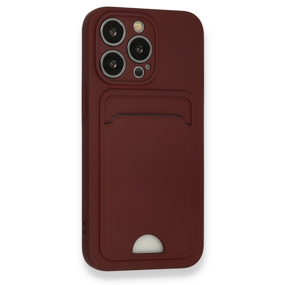  iPhone 13 Pro Kılıf Kelvin Kartvizitli Silikon - Bordo