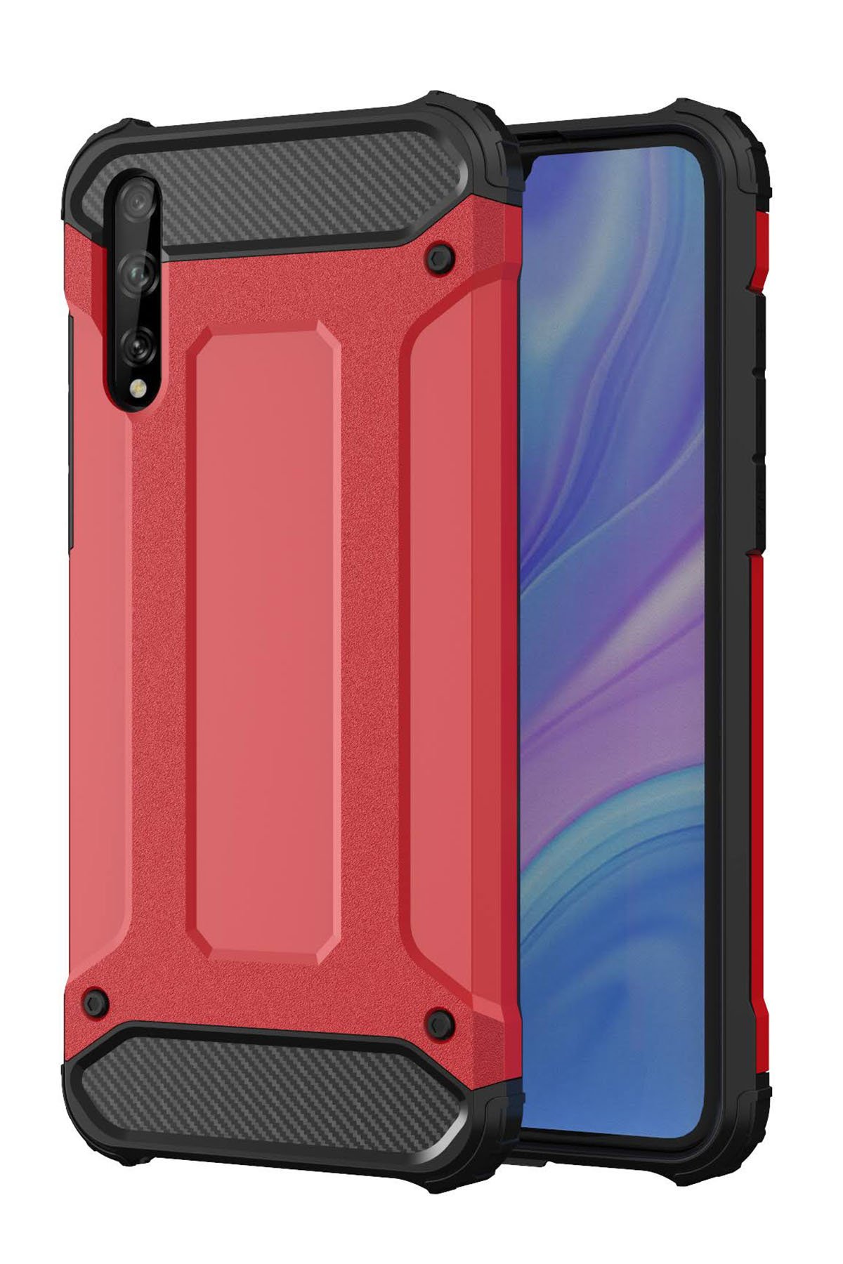 Huawei P Smart S Kılıf Tank Silikon Kapak - Kırmızı Huawei P Smart S Kılıf Tank Silikon Kapak - Kırmızı