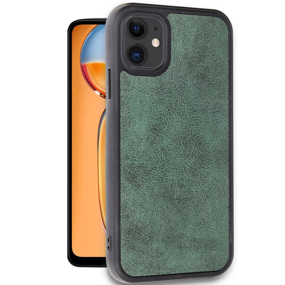  iPhone 11 Kılıf Aras Deri Kapak - Koyu Yeşil