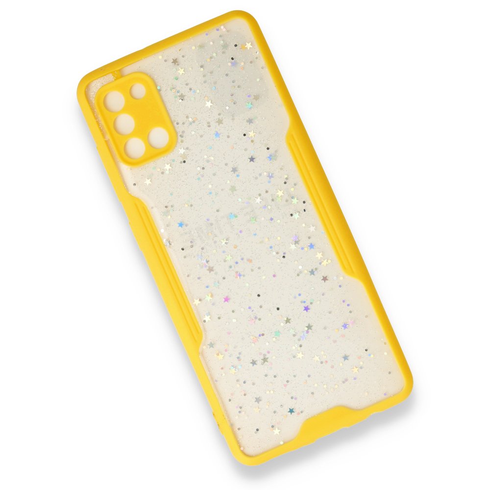  Samsung Galaxy A31 Kılıf Platin Simli Silikon - Sarı
