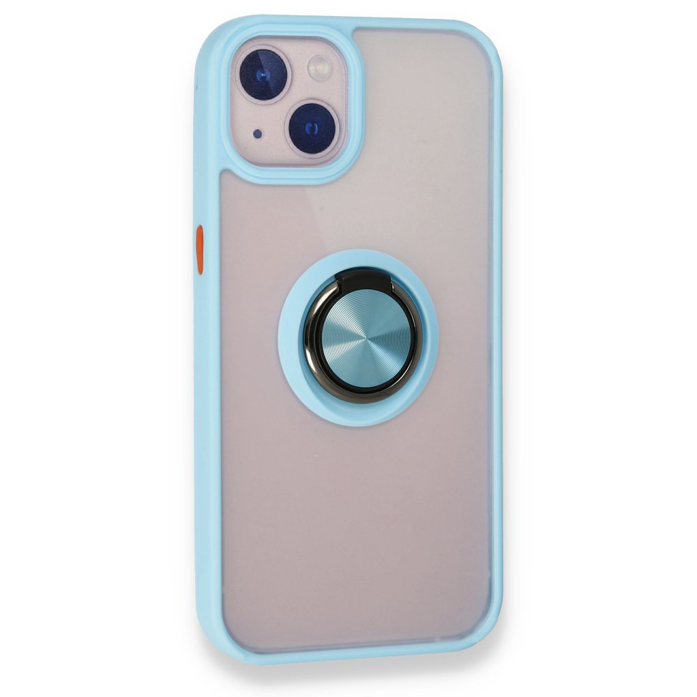  iPhone 13 Kılıf Montreal Yüzüklü Silikon Kapak - Buz Mavi