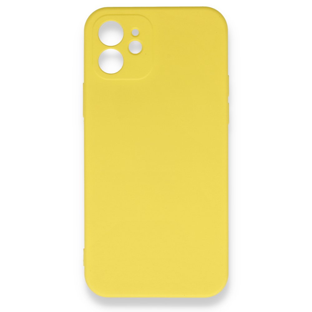 iPhone 12 Kılıf Nano içi Kadife Silikon - Sarı iPhone 12 Kılıf Nano içi Kadife Silikon - Sarı