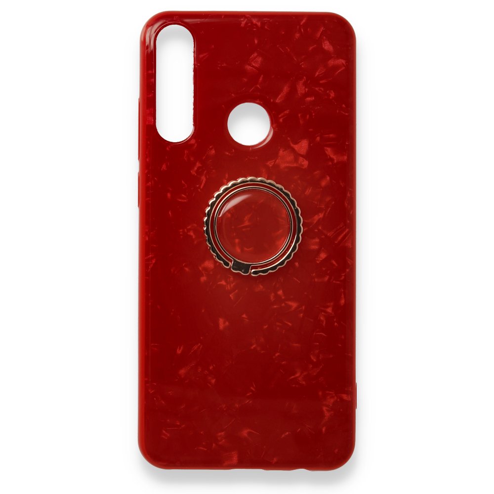 Huawei Y6P Kılıf Marble Yüzüklü Silikon - Kırmızı  Huawei Y6P Kılıf Marble Yüzüklü Silikon - Kırmızı