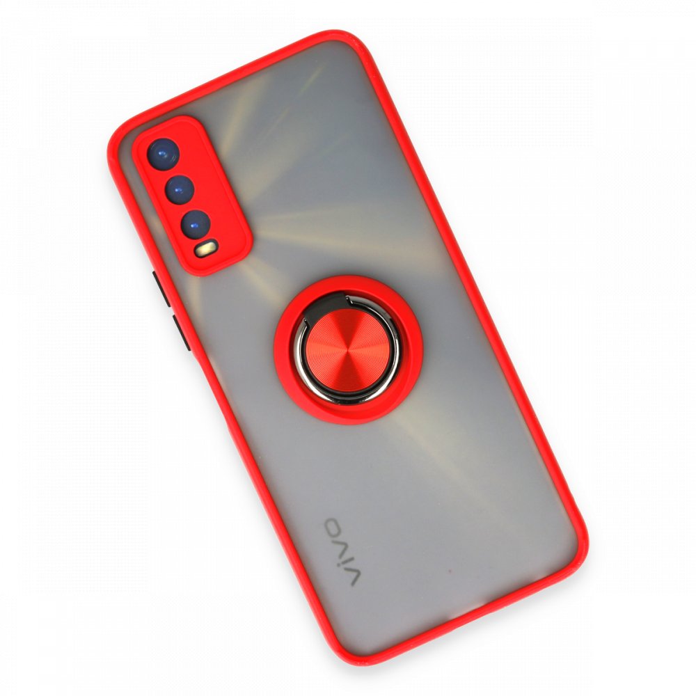  Vivo Y11S Kılıf Montreal Yüzüklü Silikon Kapak - Kırmızı