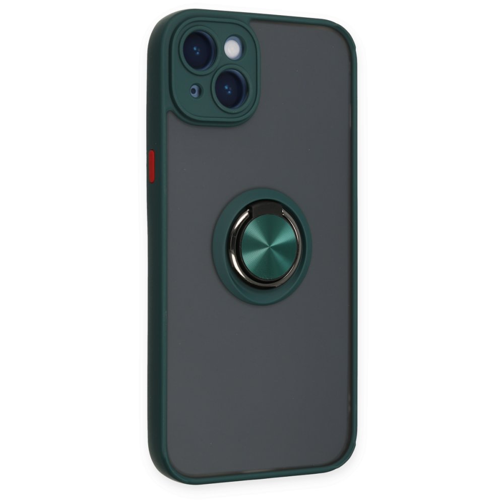 iPhone 14 Kılıf Montreal Yüzüklü Silikon Kapak - Yeşil iPhone 14 Kılıf Montreal Yüzüklü Silikon Kapak - Yeşil