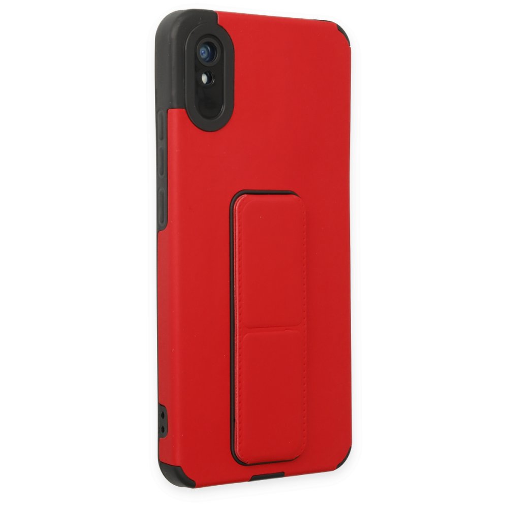 Redmi 9A Kılıf Mega Standlı Silikon - Kırmızı Redmi 9A Kılıf Mega Standlı Silikon - Kırmızı