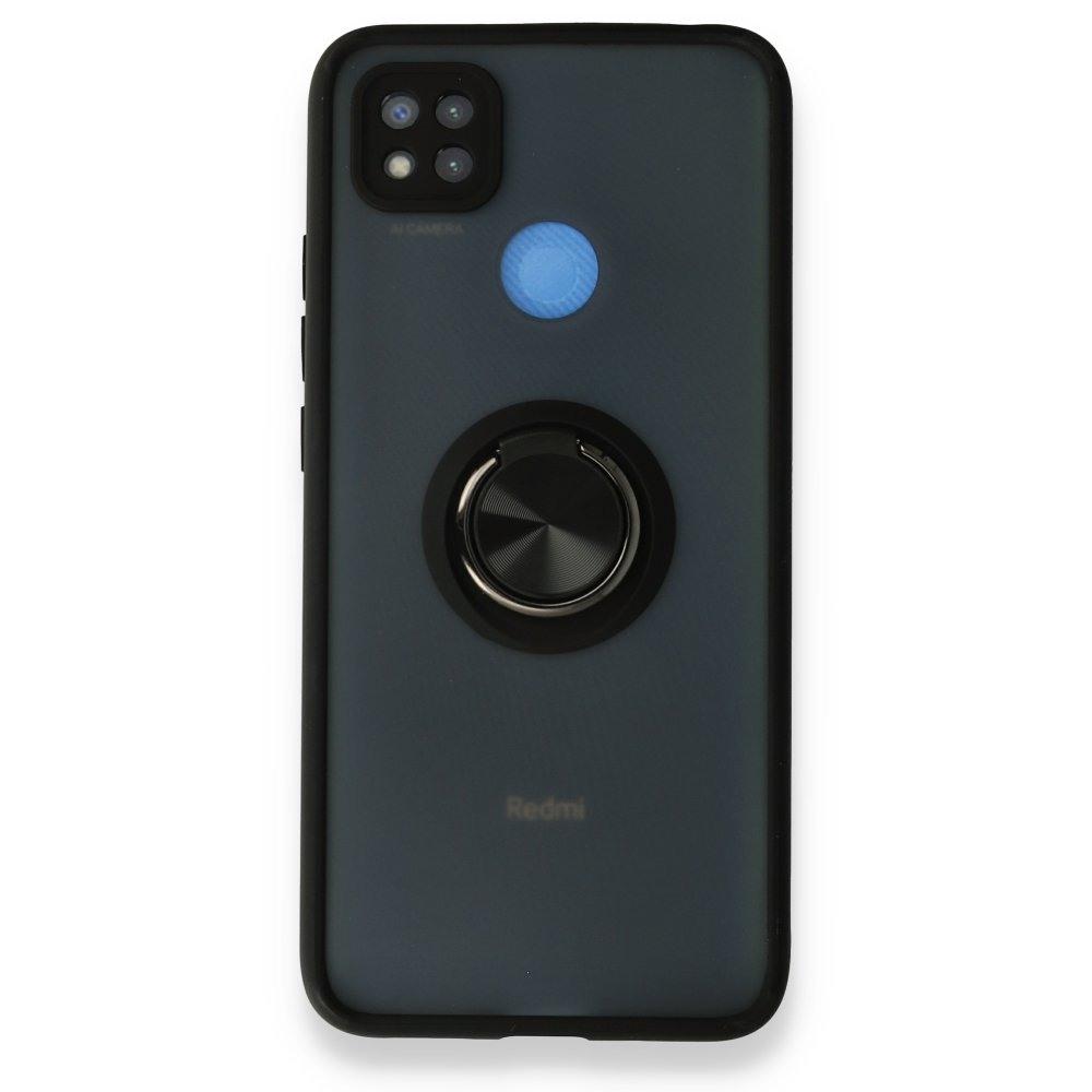 Redmi 9C Kılıf Montreal Yüzüklü Silikon Kapak - Siyah