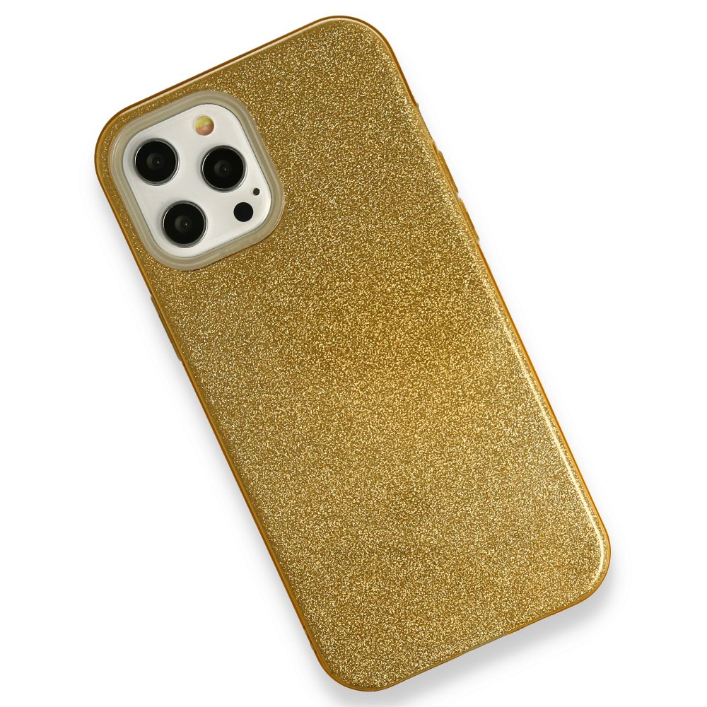  iPhone 12 Pro Kılıf Simli Katmanlı Silikon - Gold