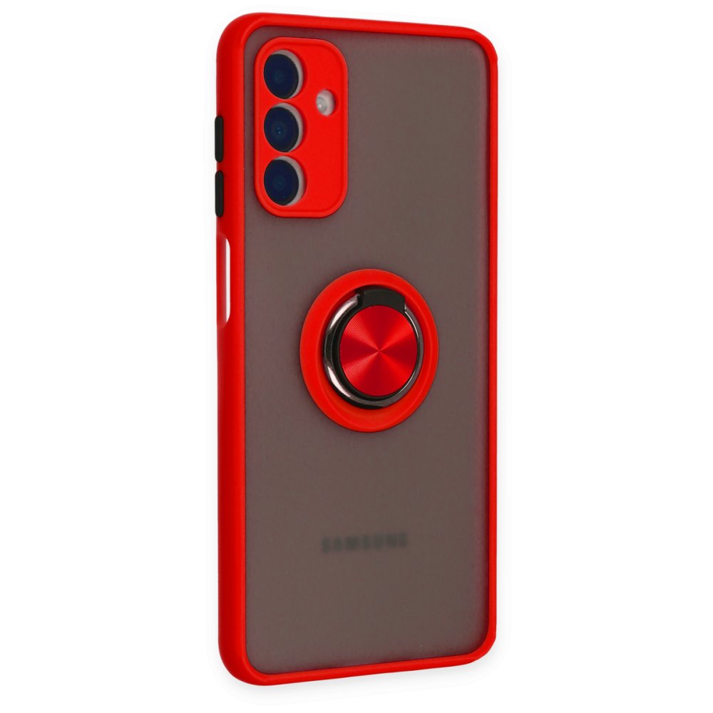  Samsung Galaxy A04S Kılıf Montreal Yüzüklü Silikon Kapak - Kırmızı