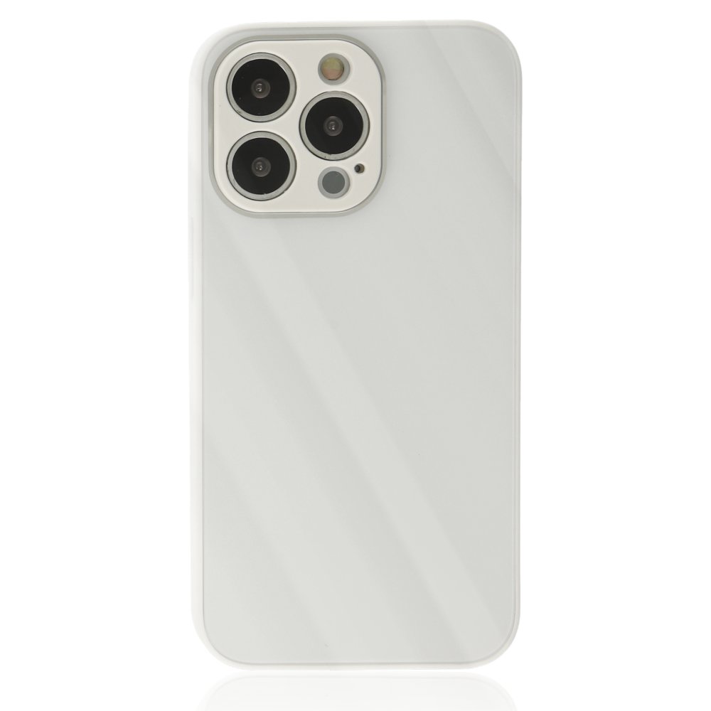  iPhone 14 Pro Max Kılıf Glass Kapak - Beyaz
