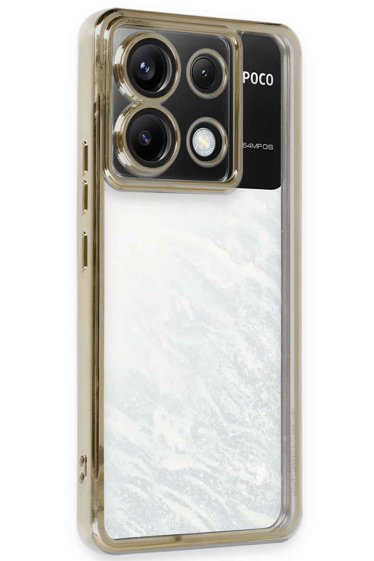 Xiaomi Poco X6 Kılıf Razer Lensli Silikon - Gold  Xiaomi Poco X6 Kılıf Razer Lensli Silikon - Gold