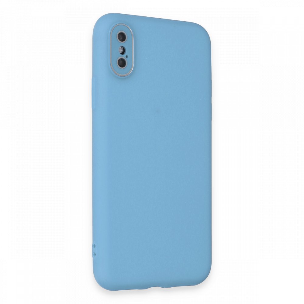iPhone X Kılıf Lansman Glass Kapak - Mavi  iPhone X Kılıf Lansman Glass Kapak - Mavi