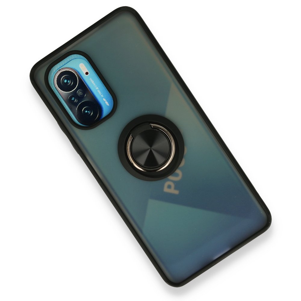 Redmi K40 Kılıf Montreal Yüzüklü Silikon Kapak - Siyah Redmi K40 Kılıf Montreal Yüzüklü Silikon Kapak - Siyah