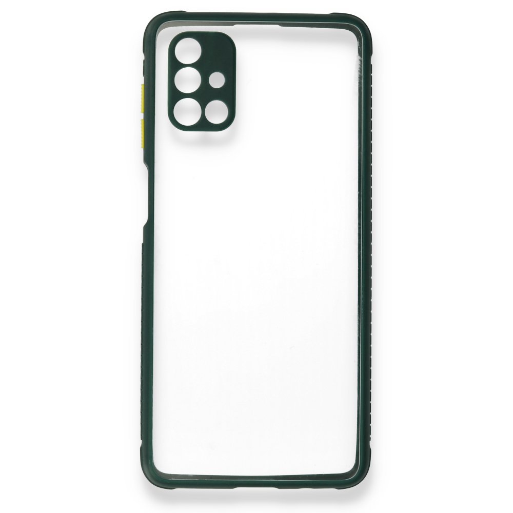  Samsung Galaxy M51 Kılıf Miami Şeffaf Silikon - Koyu Yeşil