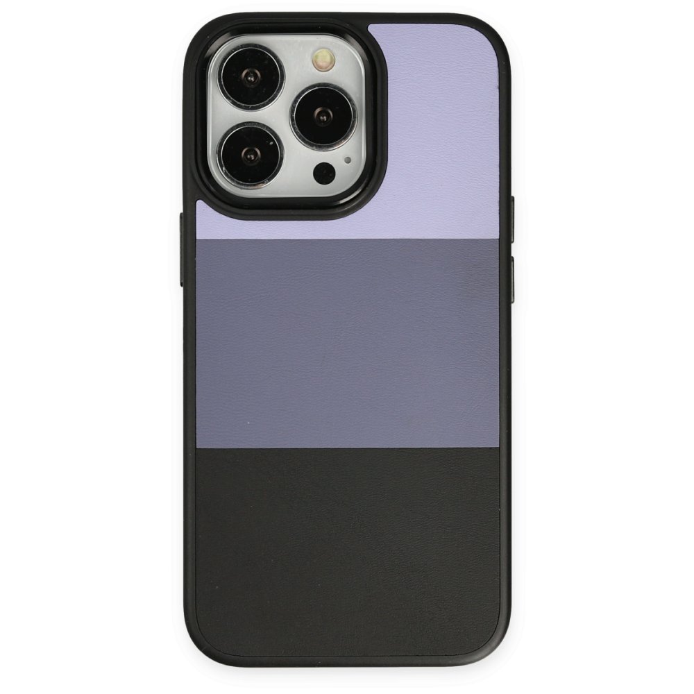  iPhone 14 Pro Max Kılıf King Kapak - Lila-Siyah