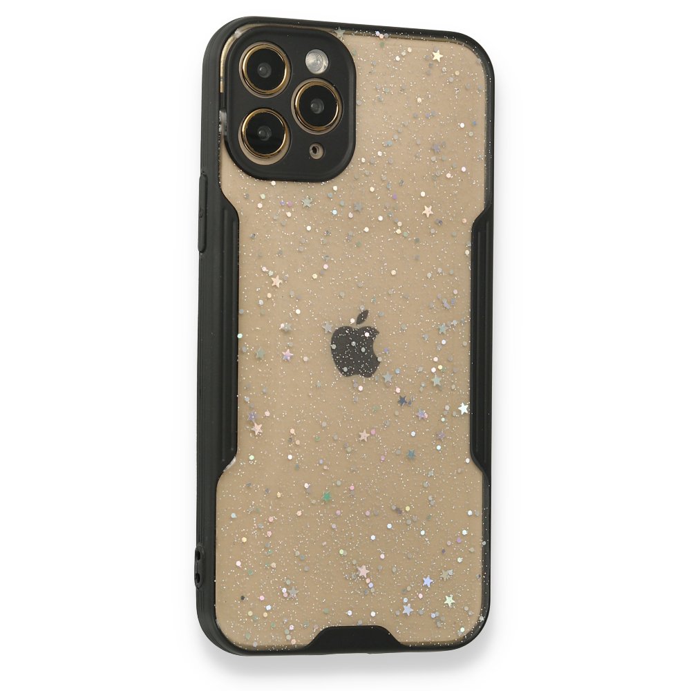  iPhone 12 Pro Kılıf Platin Simli Silikon - Siyah