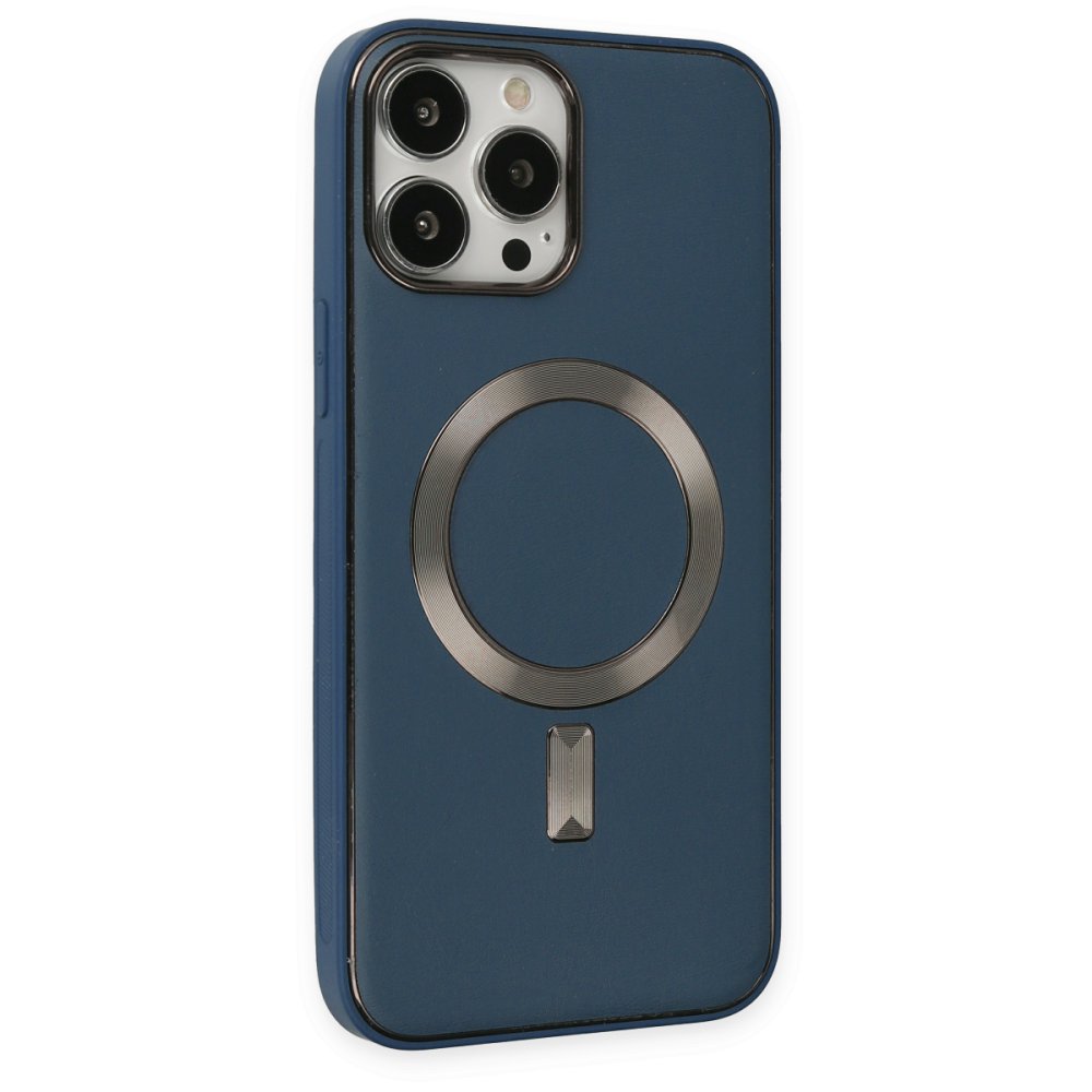  iPhone 13 Pro Kılıf Coco Deri Magneticsafe Silikon - Lacivert