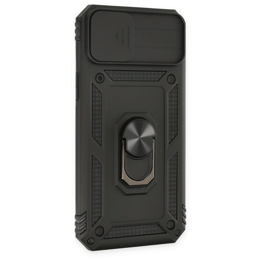  iPhone 14 Plus Kılıf Pars Lens Yüzüklü Silikon - Siyah