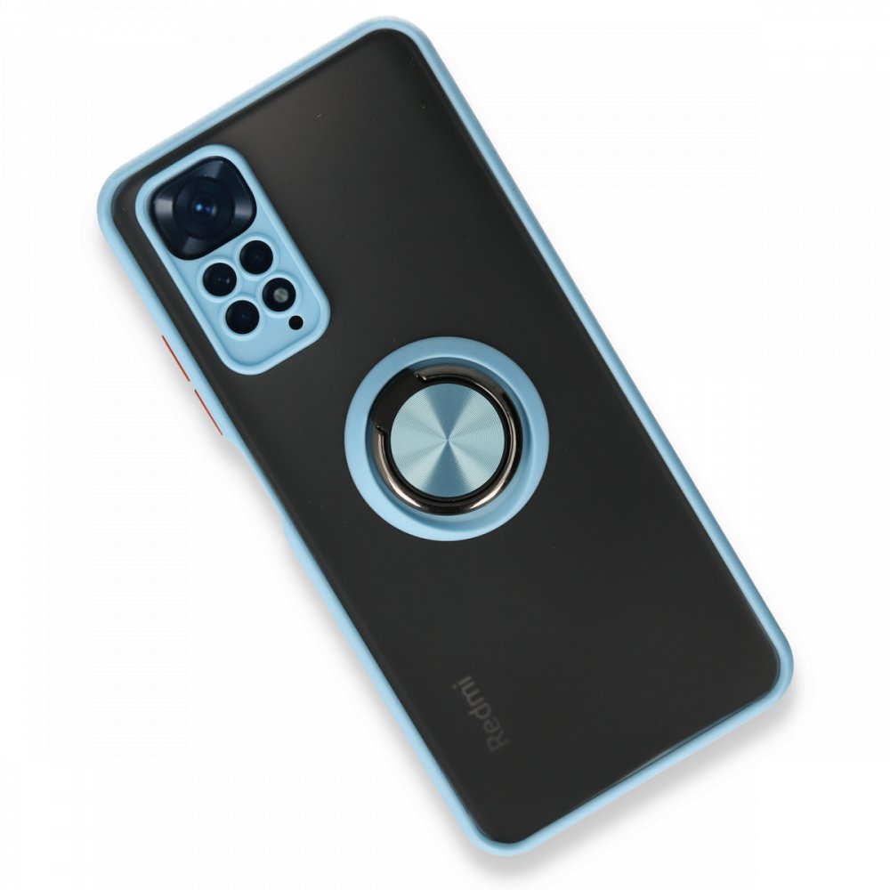 Redmi Note 11 Kılıf Montreal Yüzüklü Silikon Kapak - Buz Mavi Redmi Note 11 Kılıf Montreal Yüzüklü Silikon Kapak - Buz Mavi