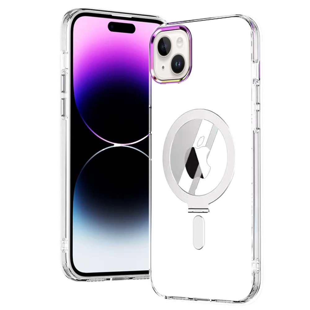  iPhone 15 Kılıf Mudo Magneticsafe Standlı Kapak - Şeffaf