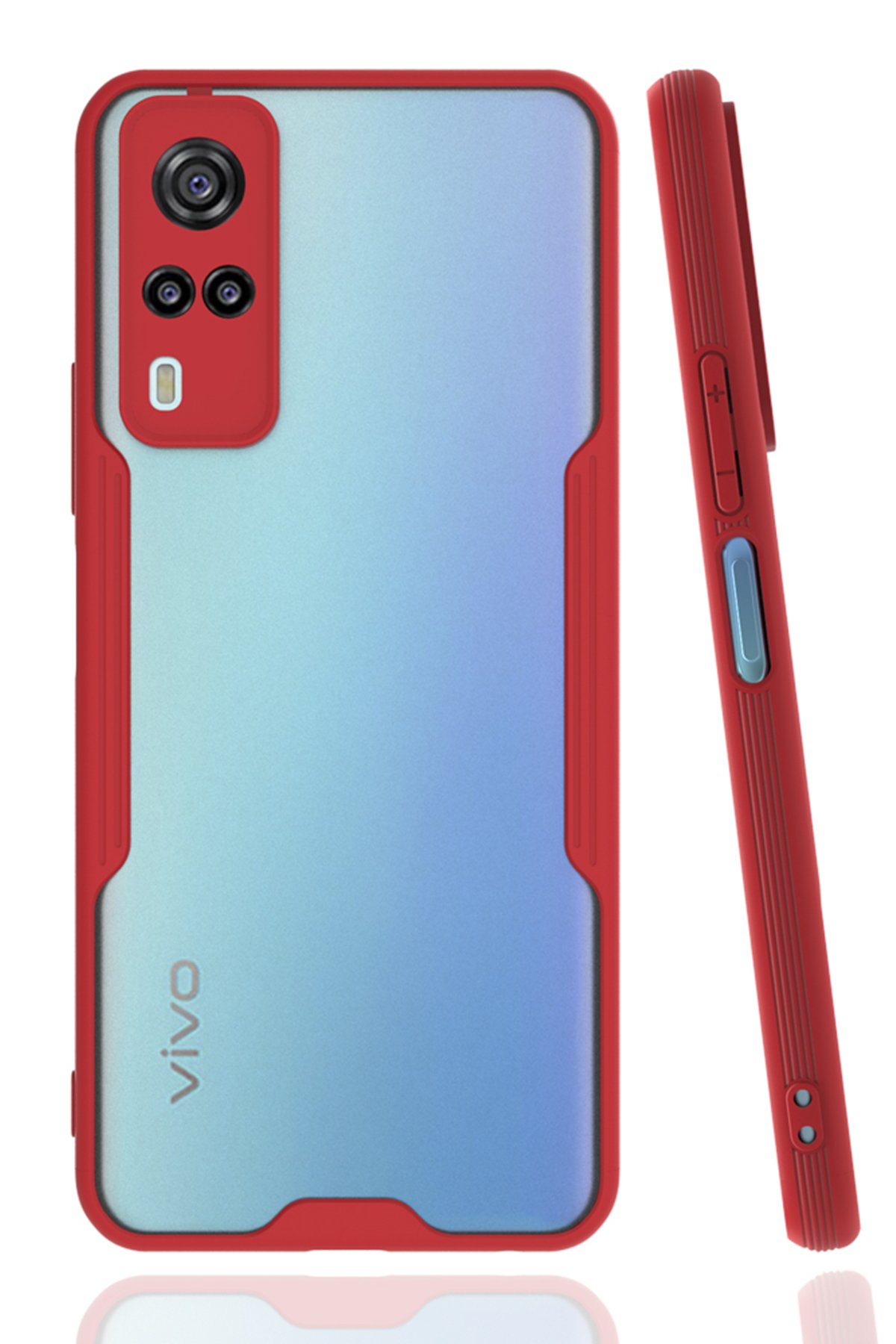  Vivo Y51 Kılıf Platin Silikon - Kırmızı