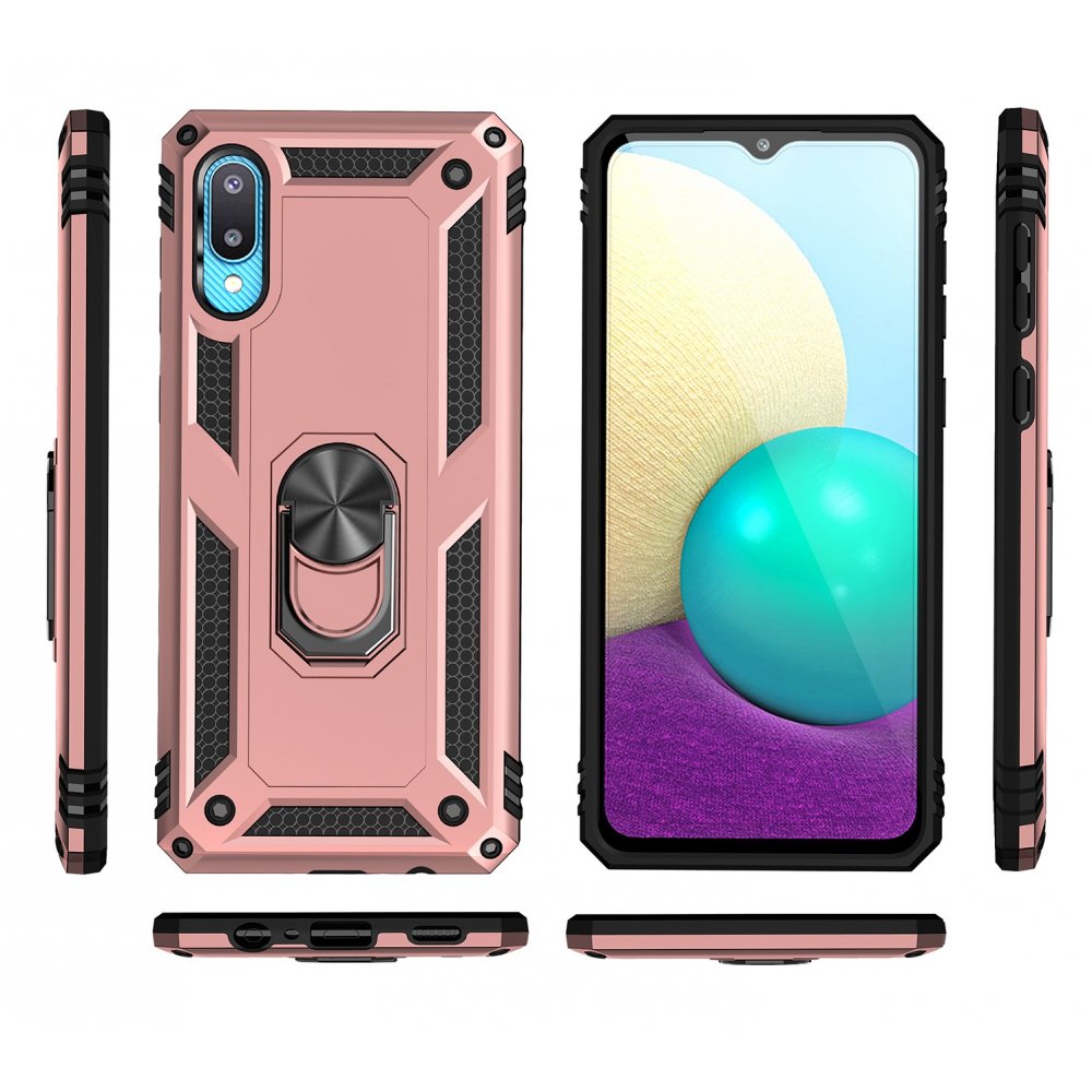  Samsung Galaxy A02 Kılıf Sofya Yüzüklü Silikon Kapak - Rose