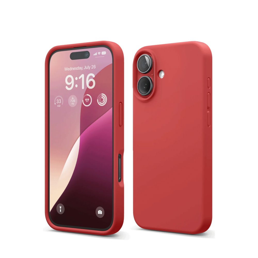 iPhone 16 Kılıf Nano içi Kadife Silikon - Kırmızı  iPhone 16 Kılıf Nano içi Kadife Silikon - Kırmızı