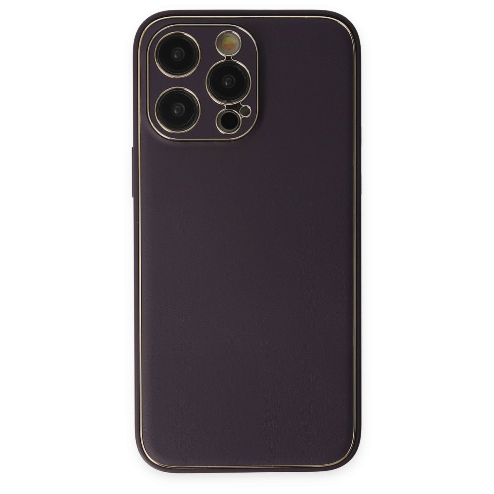 iPhone 13 Pro Max Kılıf Coco Deri Silikon Kapak - Derin Mor  iPhone 13 Pro Max Kılıf Coco Deri Silikon Kapak - Derin Mor
