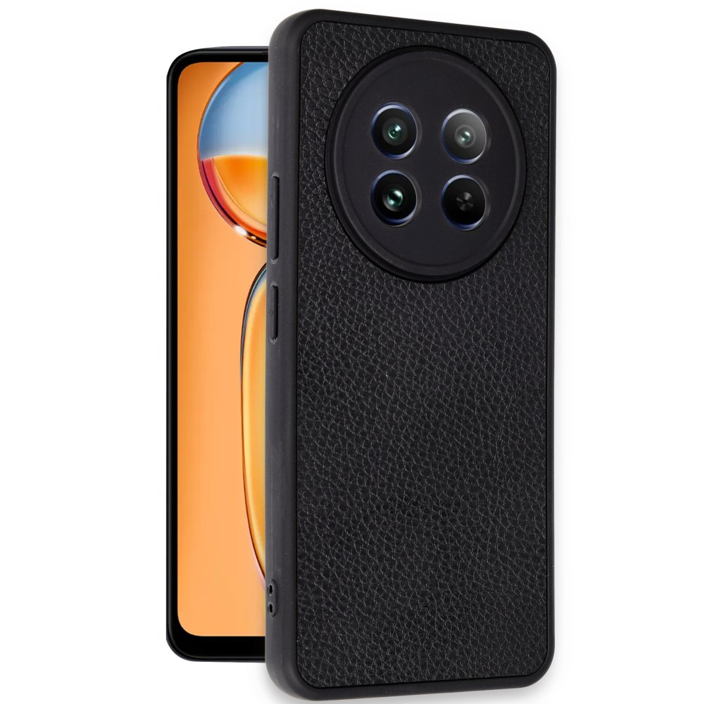 Realme 12 5G Kılıf Aras Deri Kapak - Siyah Realme 12 5G Kılıf Aras Deri Kapak - Siyah