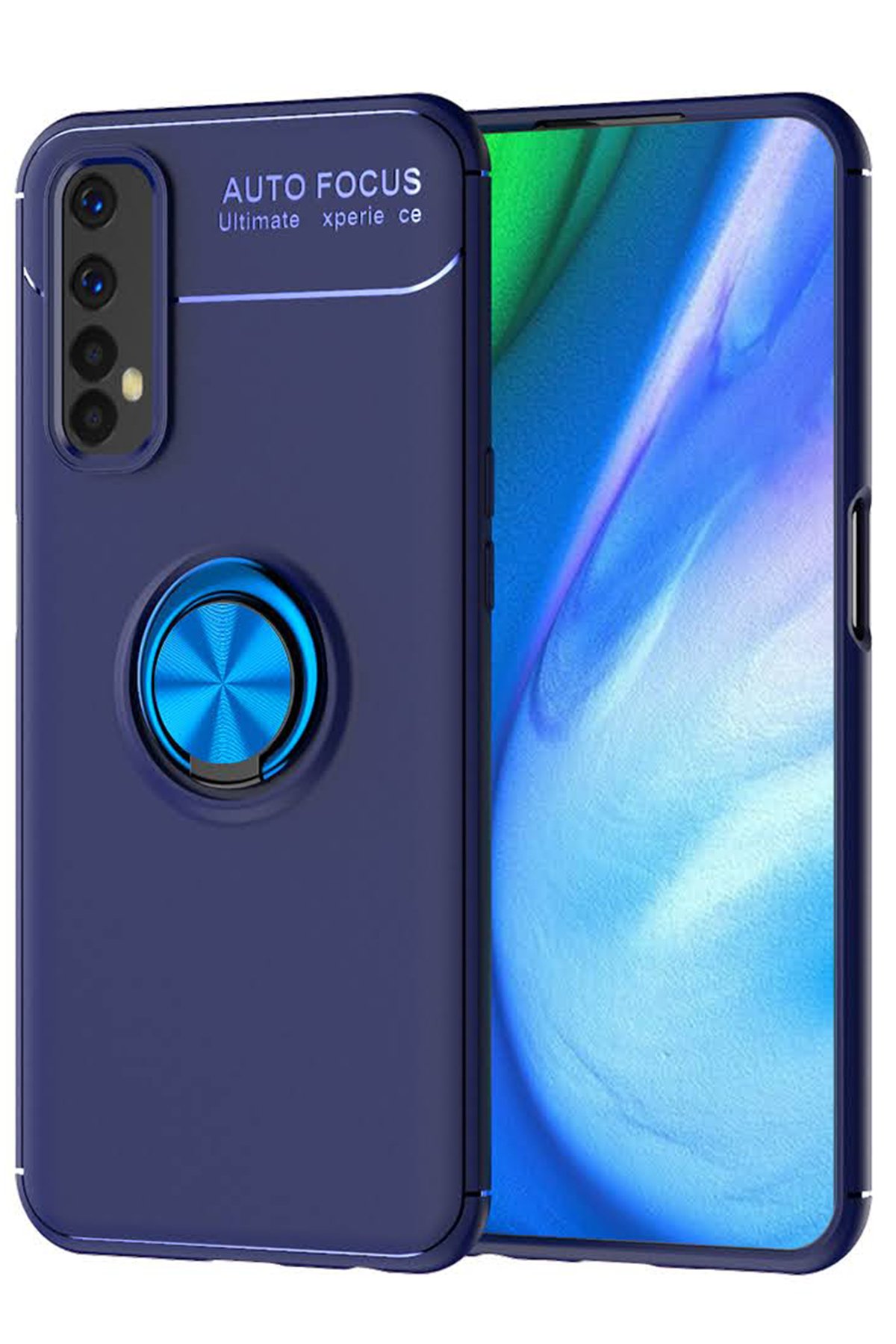 Realme 7 Kılıf Range Yüzüklü Silikon - Mavi Realme 7 Kılıf Range Yüzüklü Silikon - Mavi