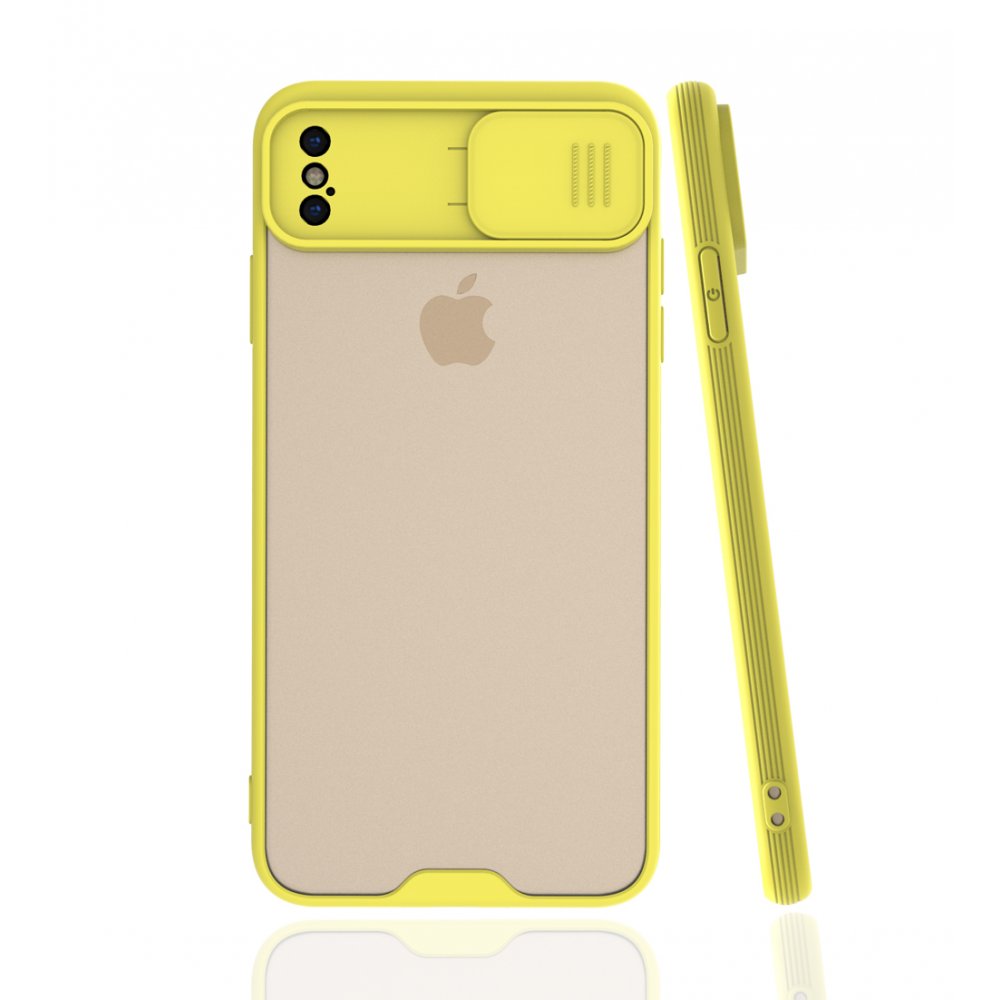  iPhone XS Max Kılıf Platin Kamera Koruma Silikon - Sarı
