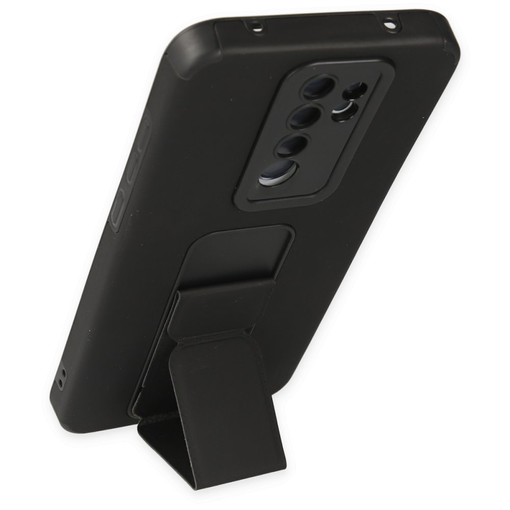 Redmi Note 8 Pro Kılıf Mega Standlı Silikon - Siyah