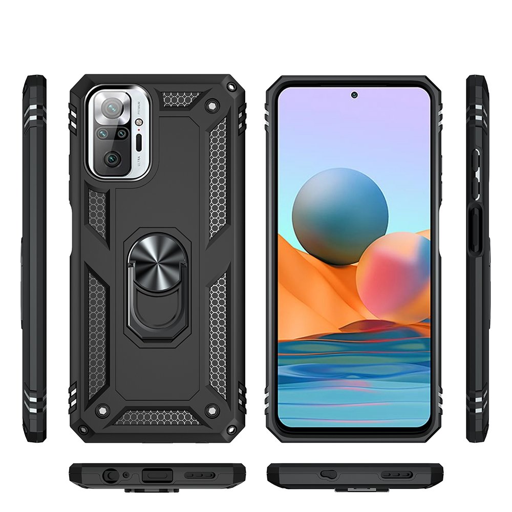 Redmi Note 10 Pro Kılıf Sofya Yüzüklü Silikon Kapak - Siyah