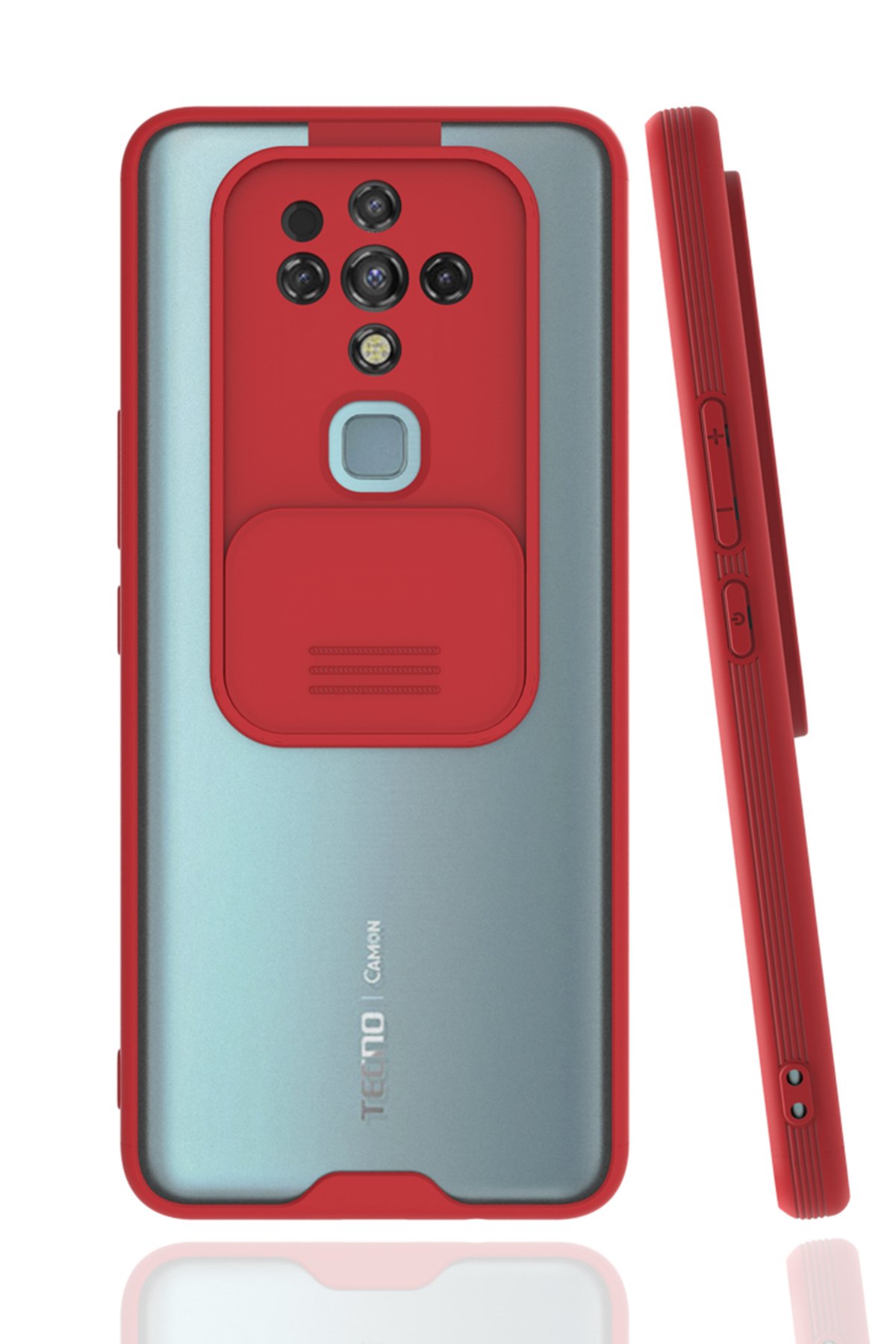 Tecno Camon 16 Kılıf Platin Kamera Koruma Silikon - Kırmızı  Tecno Camon 16 Kılıf Platin Kamera Koruma Silikon - Kırmızı