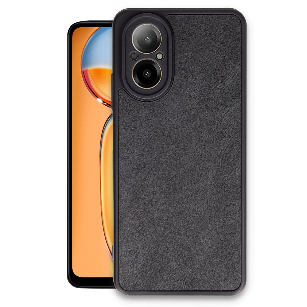 Realme 12 Lite Kılıf Aras Deri Kapak - Siyah  Realme 12 Lite Kılıf Aras Deri Kapak - Siyah
