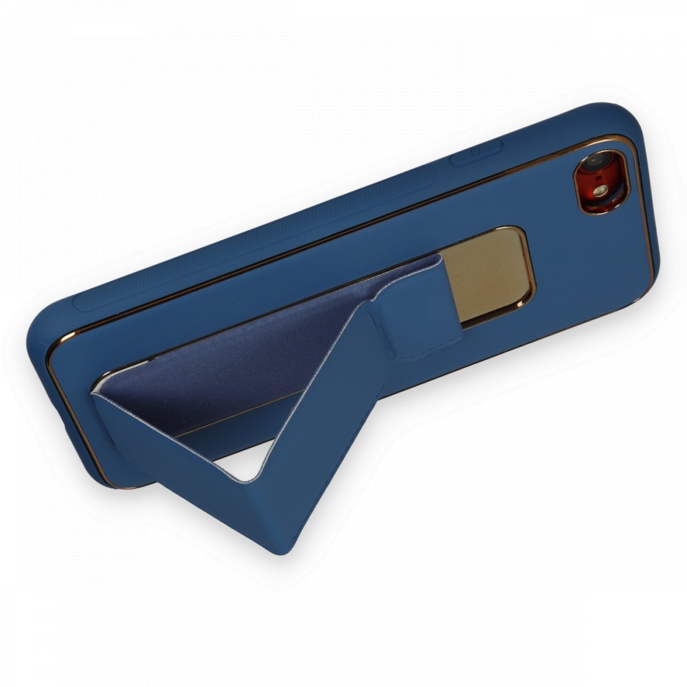  iPhone 7 Kılıf Coco Deri Standlı Kapak - Açık Mavi