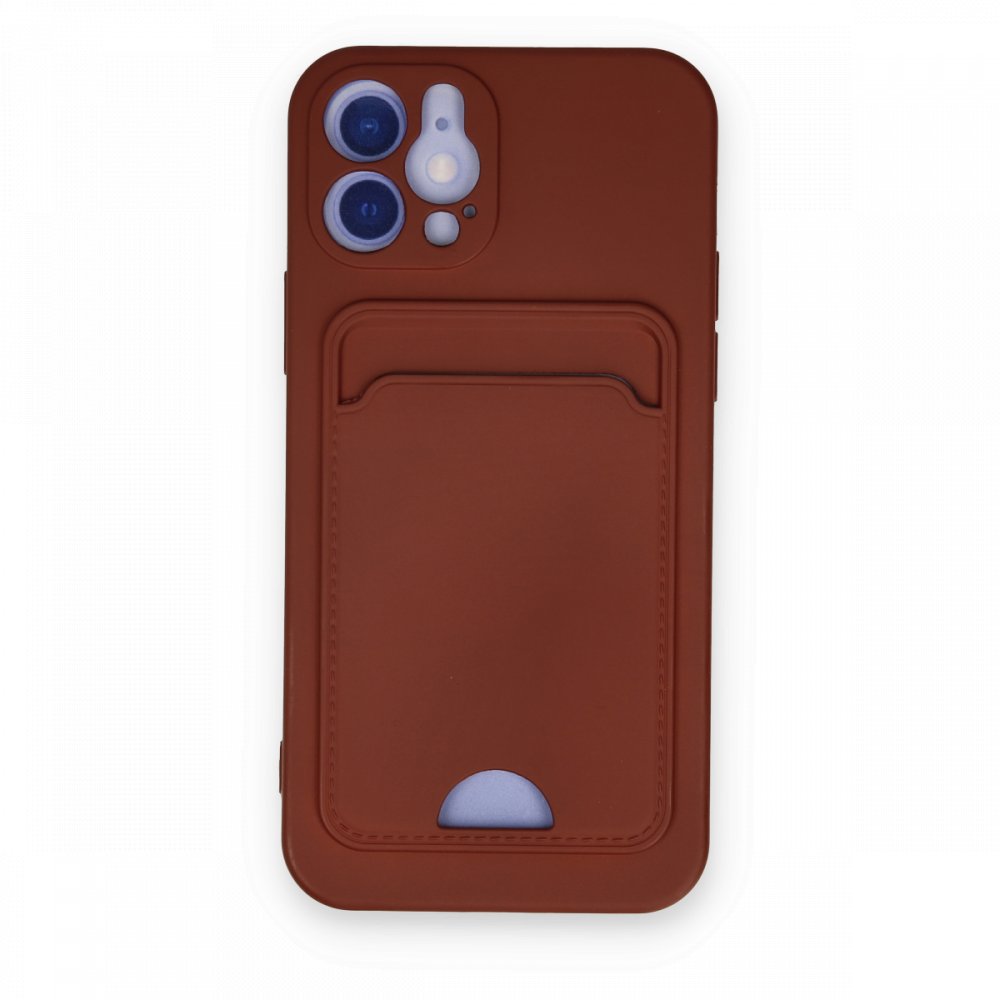  iPhone 12 Kılıf Kelvin Kartvizitli Silikon - Bordo