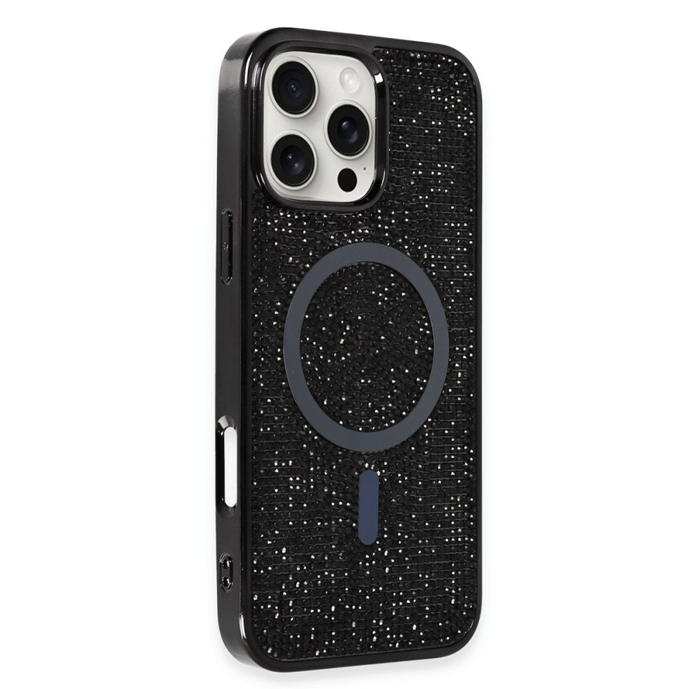 iPhone 16 Pro Max Kılıf Diamond Magsafe Kapak - Siyah iPhone 16 Pro Max Kılıf Diamond Magsafe Kapak - Siyah