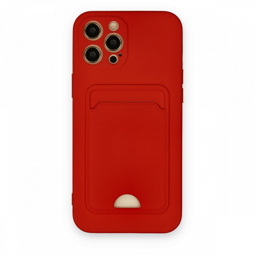  iPhone 12 Pro Max Kılıf Kelvin Kartvizitli Silikon - Kırmızı