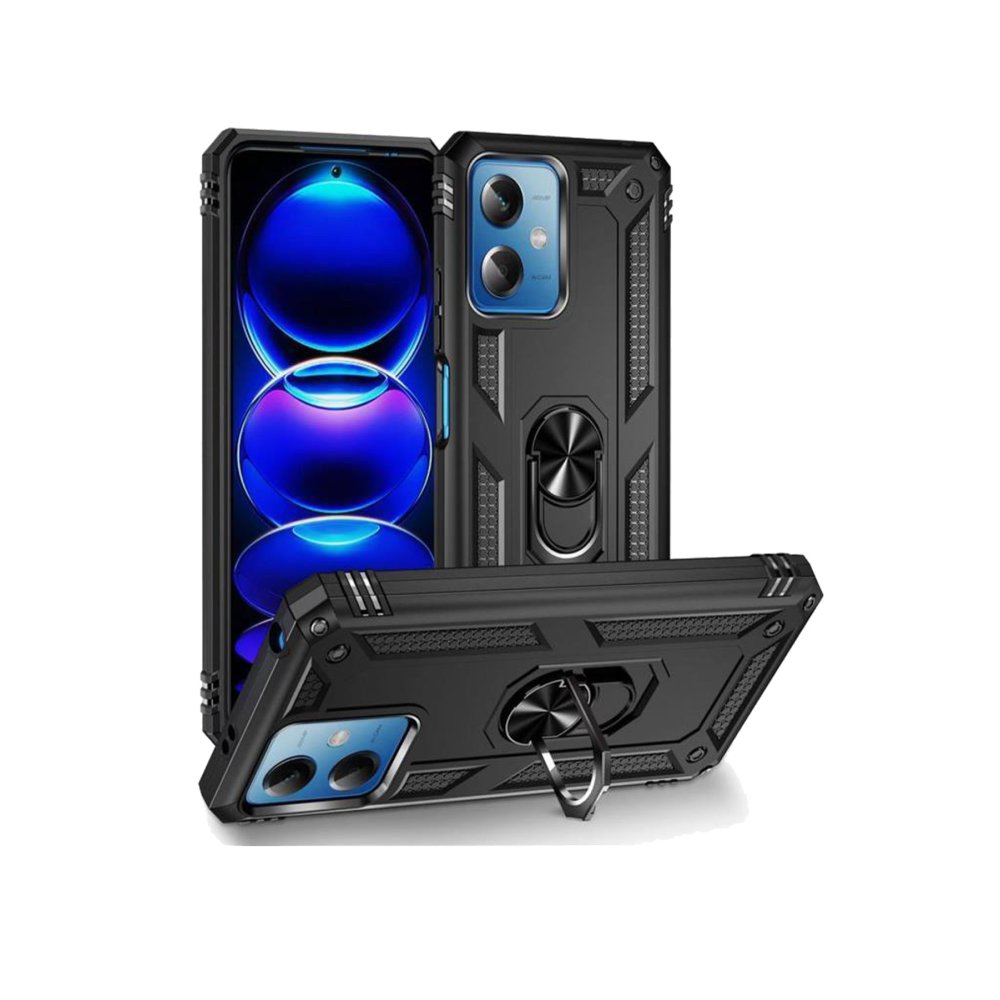 Redmi Note 12 5G Kılıf Sofya Yüzüklü Silikon Kapak - Siyah