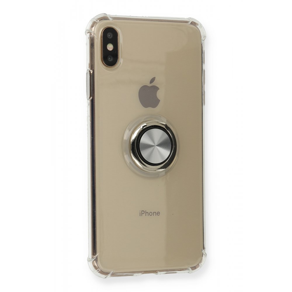  iPhone XS Max Kılıf Gros Yüzüklü Silikon - Gümüş