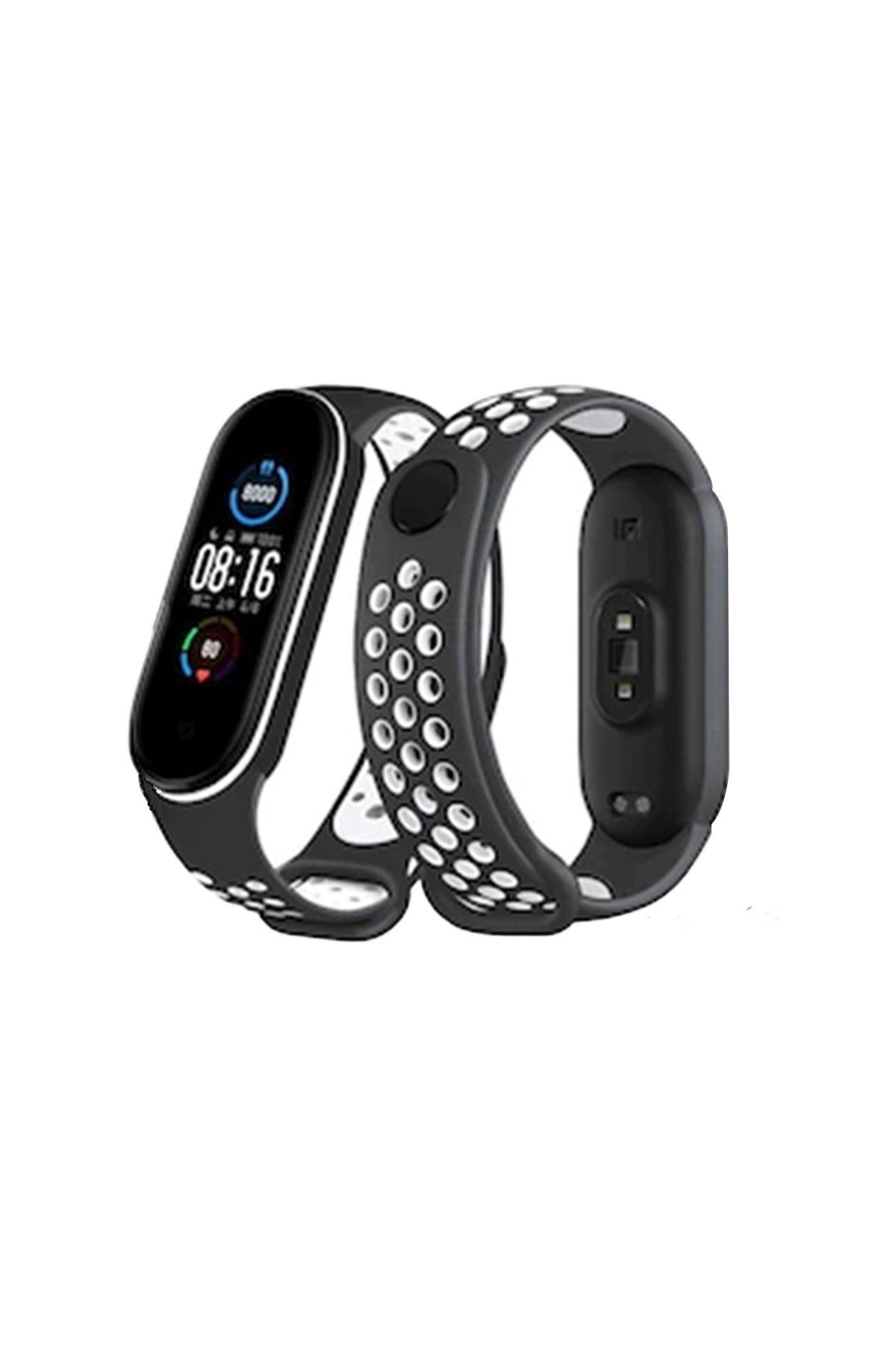  Xiaomi Mi Band 4 Spor Delikli Kordon - Siyah-Beyaz