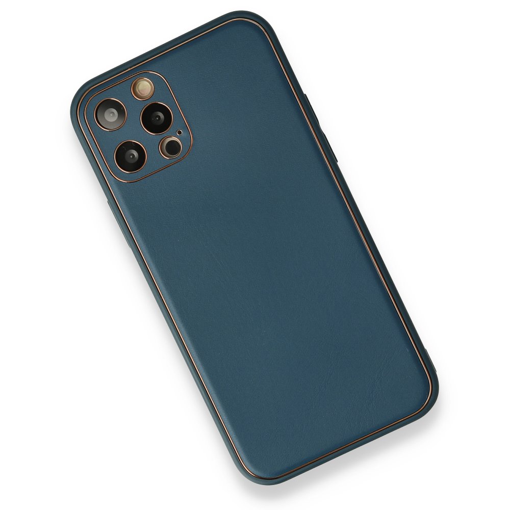  iPhone 12 Pro Max Kılıf Coco Deri Silikon Kapak - Mavi